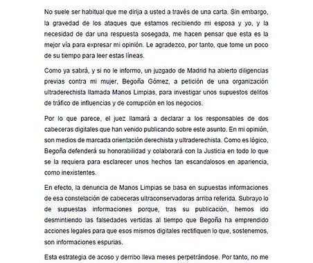 Carta íntegra del Presidente Pedro Sánchez a los españoles