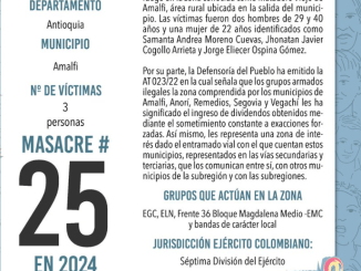 Siguen las matanzas de inocentes en Colombia